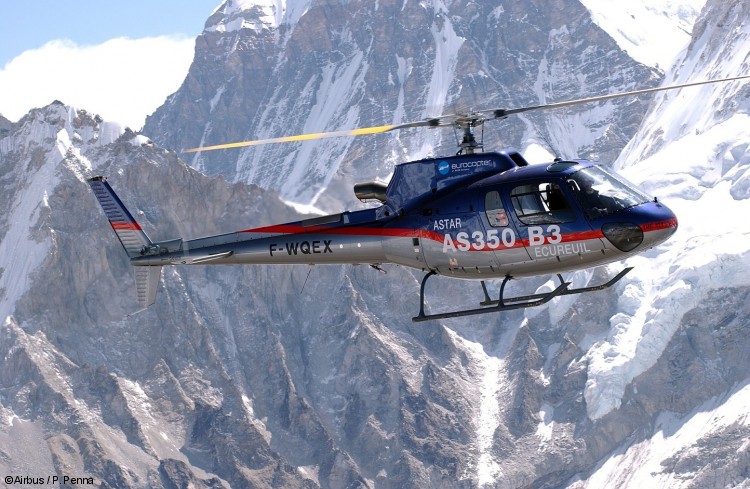 Airbus H125 helicopters operating on the roof of the world