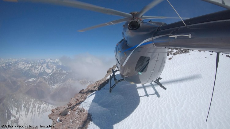 The new Airbus H145 lands on top of the Andes