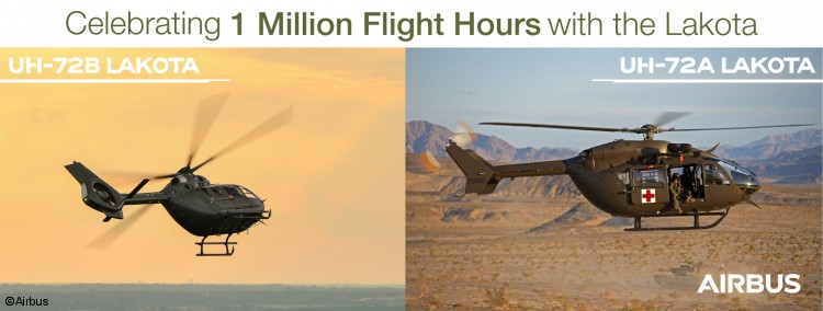 Airbus Helicopters UH-72 Lakota fleet surpasses one million flight hours, with U.S. Army, Navy and National Guard units